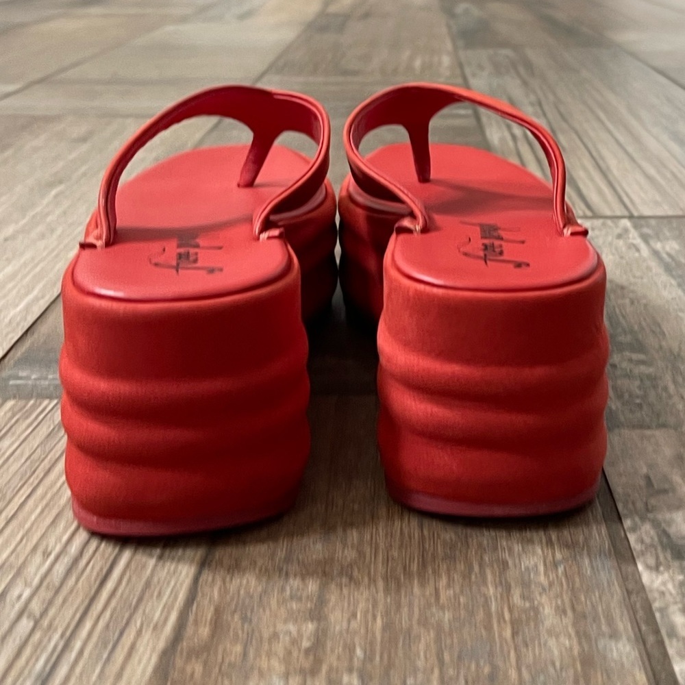 Red Platform Suede Flip Flop Sandals - Women's - Picture 7 of 11